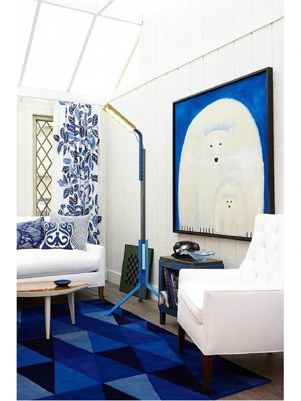 IKEA Blad Stockholm Blue & White Leaf Print Curtains(2)
